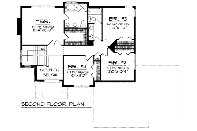 Home Plan - Floor Plan - Upper Floor for Traditional House Plan #70-704 - 4 bed, 2.5 bath