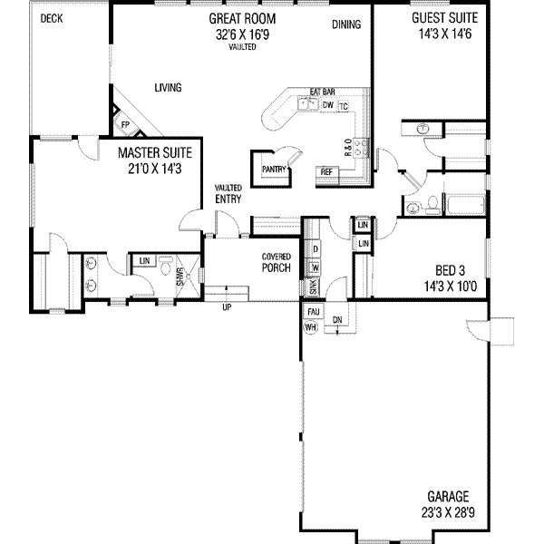 Architectural House Design - Country Floor Plan - Main Floor Plan #60-400