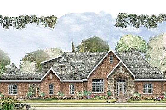 Exterior - Front Elevation for European House Plan #424-215 - 3 bed, 4.5 bath