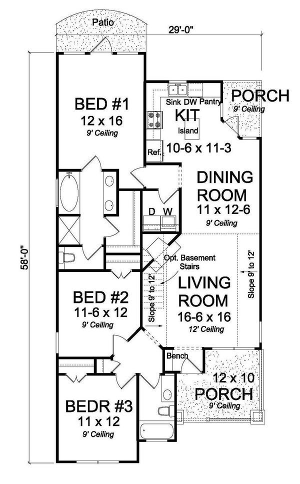 Craftsman Floor Plan - Main Floor Plan #513-2074