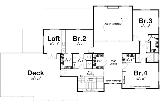 Floor Plan - Upper Floor for Modern House Plan #455-611 - 4 bed, 3.5 bath