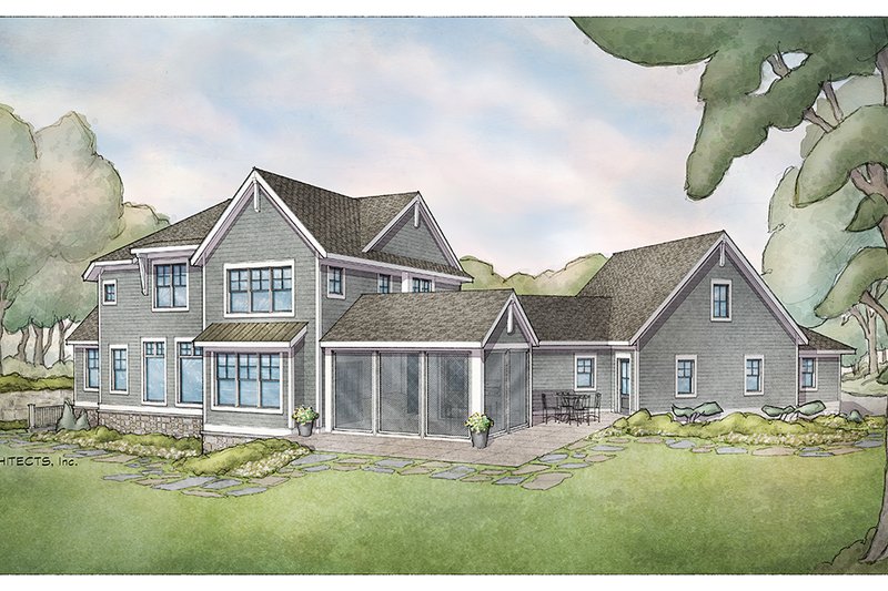 Home Plan - Exterior - Rear Elevation for European House Plan #928-342 - 3 bed, 3.5 bath