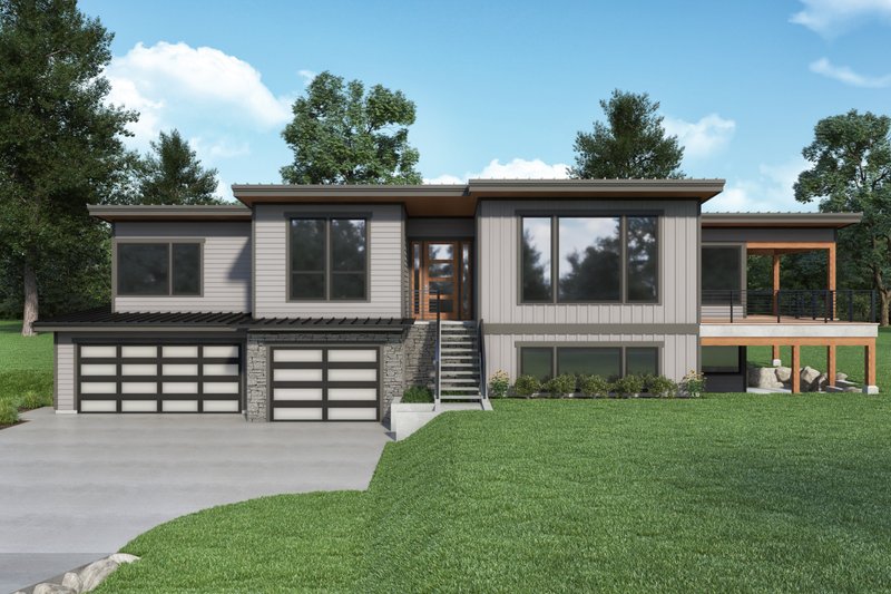 Dream House Plan - Contemporary Exterior - Front Elevation Plan #1070-136