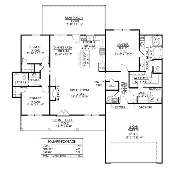 Architectural House Design - Farmhouse Floor Plan - Main Floor Plan #1074-45