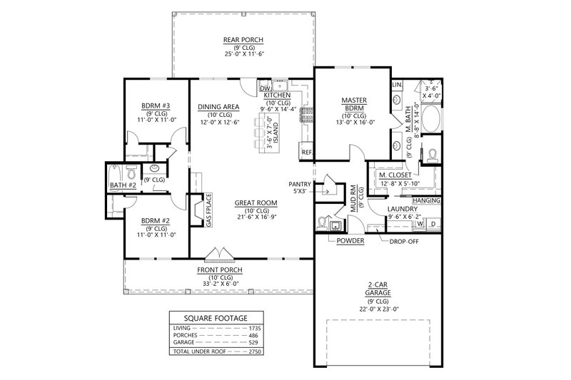House Plan Design - Floor Plan - Main Floor for Farmhouse House Plan #1074-45 - 3 bed, 2.5 bath