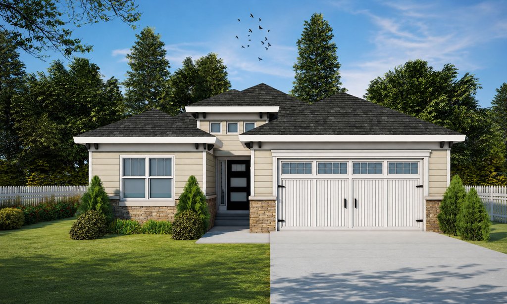Exterior - Front Elevation 2 for Mediterranean House Plan #20-2424 - 3 bed, 3 bath