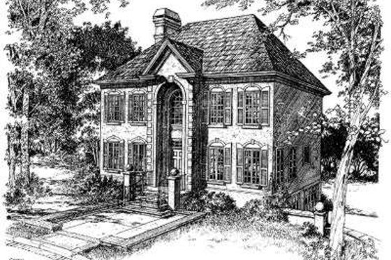 Exterior - Front Elevation for European House Plan #322-127 - 4 bed, 3.5 bath