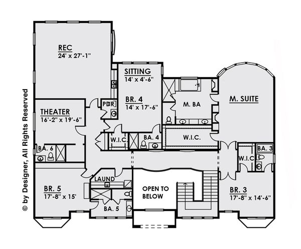 Classical Floor Plan - Upper Floor Plan #1066-29