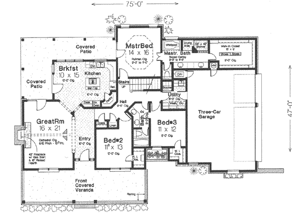 Southern Floor Plan - Main Floor Plan #310-308