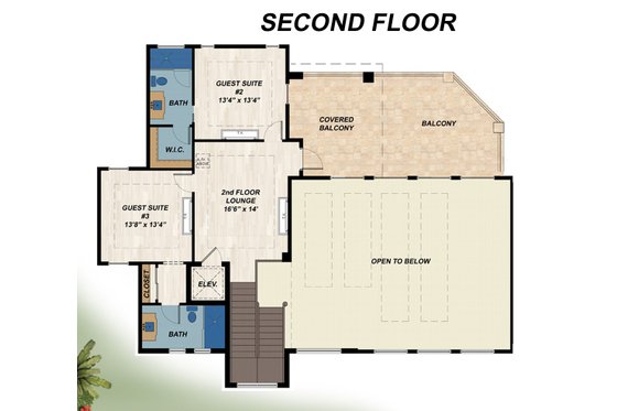 Floor Plan - Upper Floor for Contemporary House Plan #548-59 - 4 bed, 4.5 bath