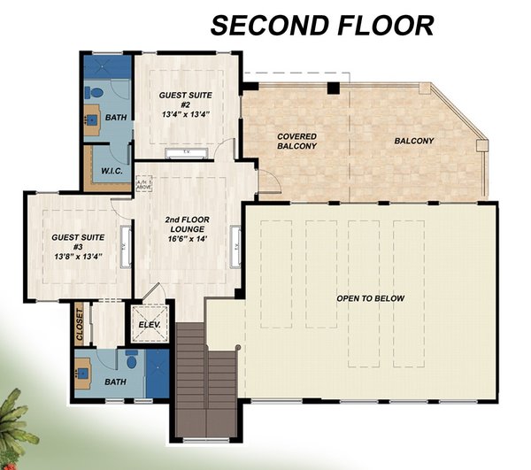 Contemporary Floor Plan - Upper Floor Plan #548-59
