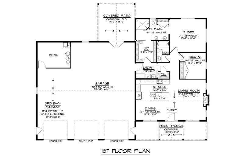 House Blueprint - Floor Plan - Main Floor for Barndominium House Plan #1064-456 - 2 bed, 2 bath