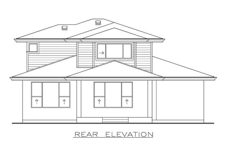 Architectural House Design - Exterior - Rear Elevation for Prairie House Plan #1100-52 - 4 bed, 3 bath