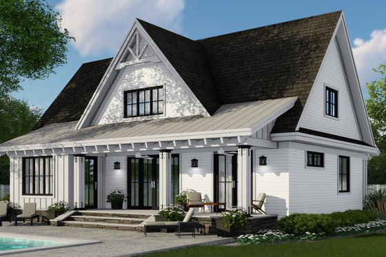 Exterior - Rear Elevation 2 for Farmhouse House Plan #51-1147 - 4 bed, 3.5 bath