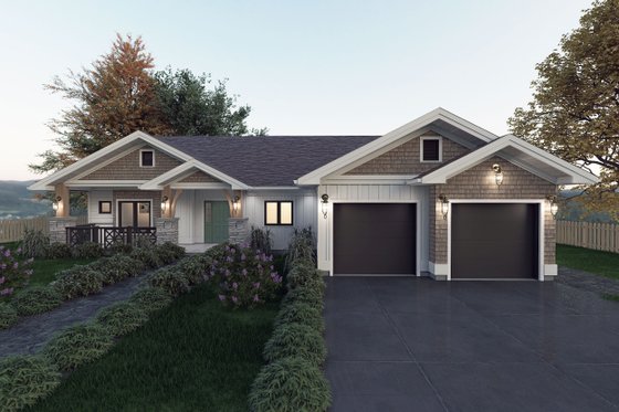 Exterior - Front Elevation 3 for Country House Plan #1101-7 - 3 bed, 3.5 bath