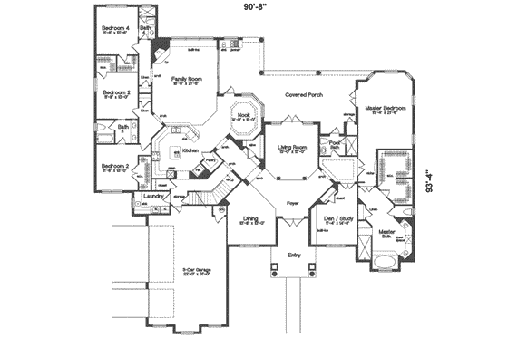 Floor Plan - Main Floor for European House Plan #135-109 - 4 bed, 5 bath