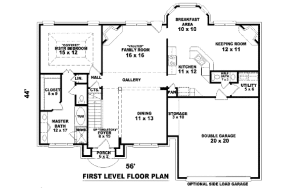 Floor Plan - Main Floor for European House Plan #81-13675 - 3 bed, 2.5 bath