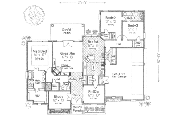 Floor Plan - Main Floor for European House Plan #310-369 - 3 bed, 2.5 bath