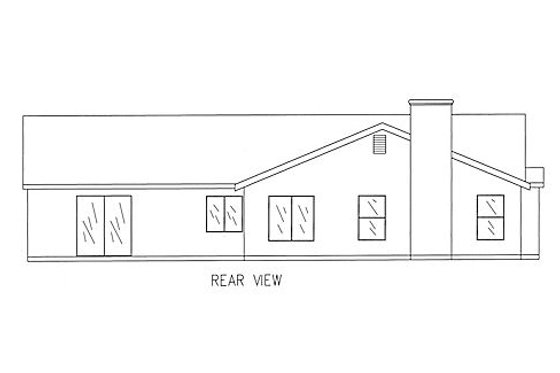 Exterior - Rear Elevation for Country House Plan #437-20 - 4 bed, 2 bath