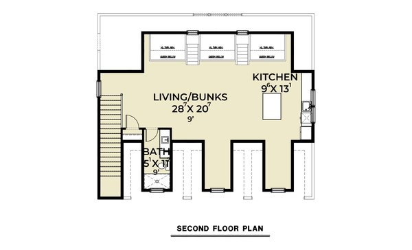 House Blueprint - Floor Plan - Upper Floor for Barndominium House Plan #1070-272, 1 bath