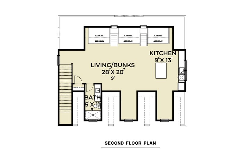 House Blueprint - Floor Plan - Upper Floor for Barndominium House Plan #1070-272, 1 bath