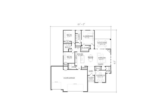 Floor Plan - Main Floor for Country House Plan #1098-13 - 3 bed, 2.5 bath