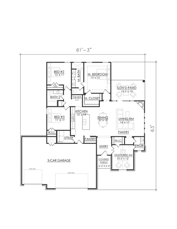 Country Floor Plan - Main Floor Plan #1098-13