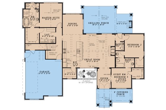 Floor Plan - Main Floor for Farmhouse House Plan #923-154 - 3 bed, 2.5 bath