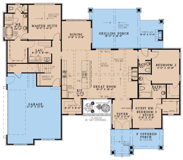 House Blueprint - Farmhouse Floor Plan - Main Floor Plan #923-154