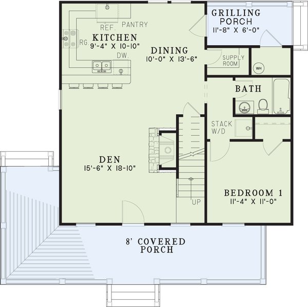 House Blueprint - Cottage Floor Plan - Main Floor Plan #17-2015
