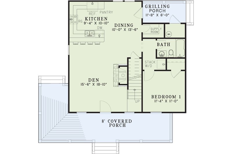 House Plan Design - Floor Plan - Main Floor for Cottage House Plan #17-2015 - 3 bed, 2 bath
