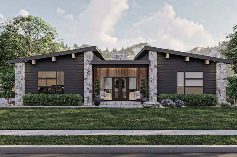 Dream House Plan - Modern Exterior - Front Elevation Plan #455-547