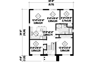 Floor Plan - Main Floor for Contemporary House Plan #25-4326 - 3 bed, 1 bath
