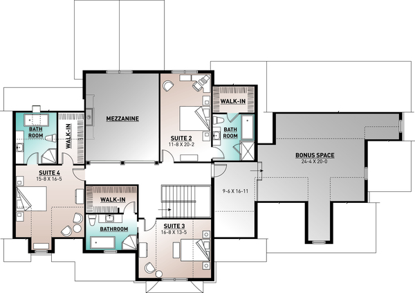 Colonial Floor Plan - Upper Floor Plan #23-832