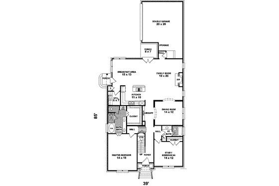 Floor Plan - Main Floor for Tudor House Plan #81-424 - 3 bed, 3 bath