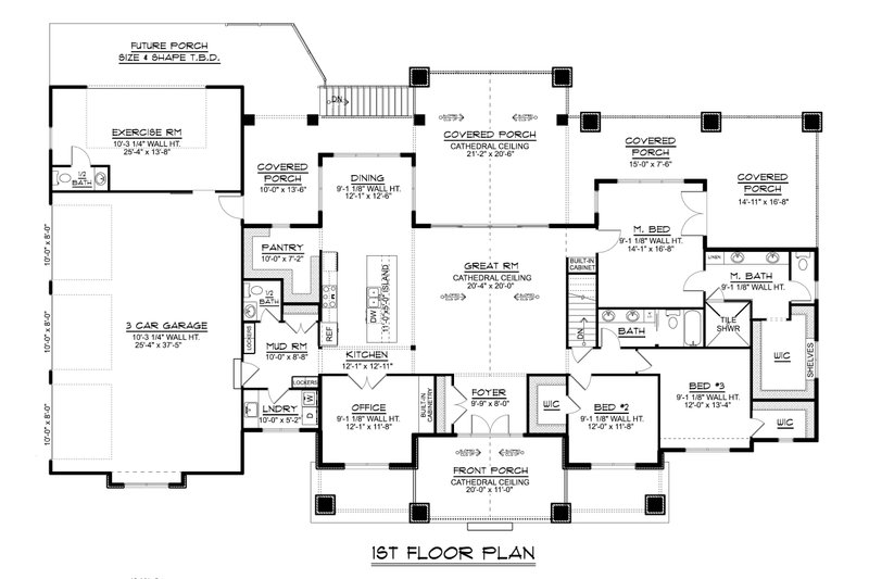 Architectural House Design - Floor Plan - Main Floor for Barndominium House Plan #1064-302 - 3 bed, 2.5 bath