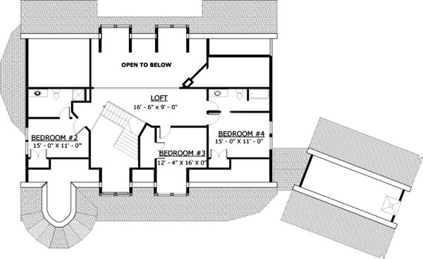 Traditional Floor Plan - Upper Floor Plan #524-2