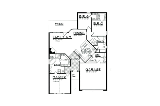 Floor Plan - Main Floor for European House Plan #62-107 - 3 bed, 2 bath