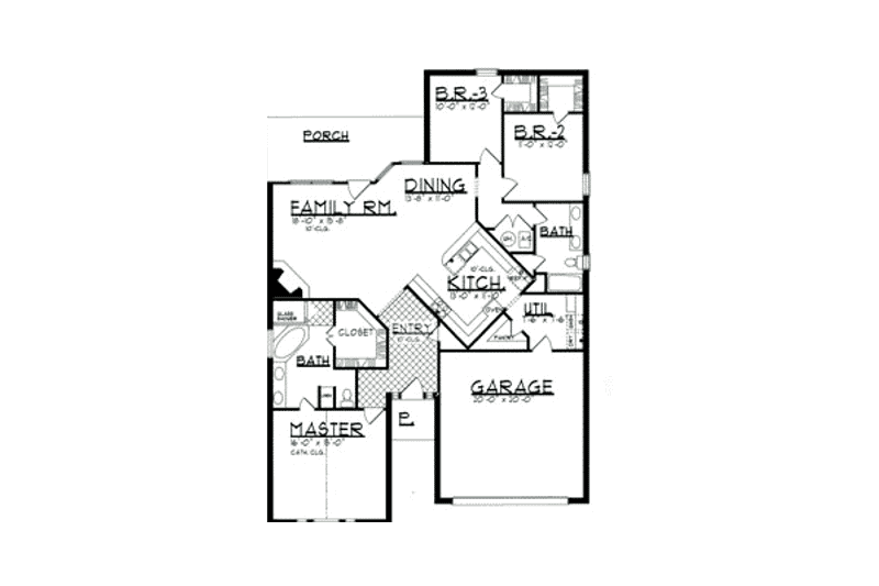 House Plan Design - Floor Plan - Main Floor for European House Plan #62-107 - 3 bed, 2 bath