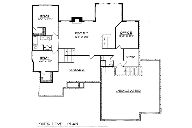Home Plan - Floor Plan - Lower Floor for European House Plan #70-504 - 2 bed, 2.5 bath