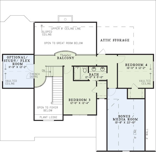 Craftsman Floor Plan - Upper Floor Plan #17-1167