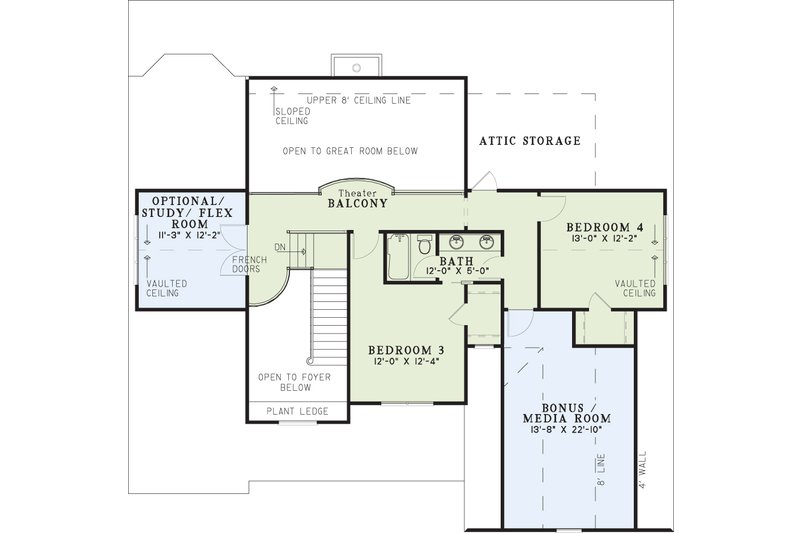 Home Plan - Floor Plan - Upper Floor for Craftsman House Plan #17-1167 - 4 bed, 3 bath