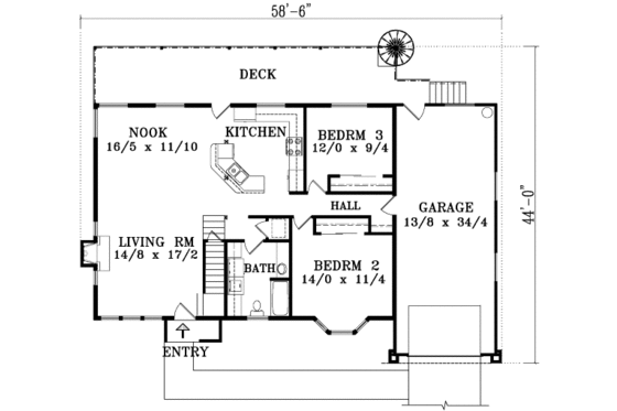 Floor Plan - Main Floor House Plan #1-1413 - 3 bed, 2 bath