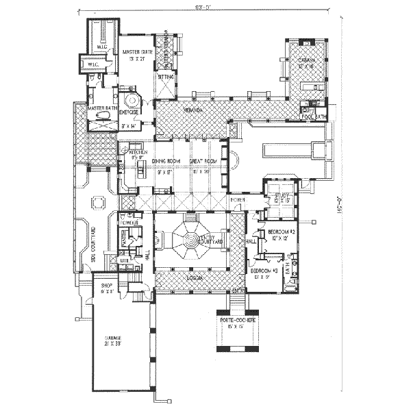 Mediterranean Floor Plan - Main Floor Plan #76-117