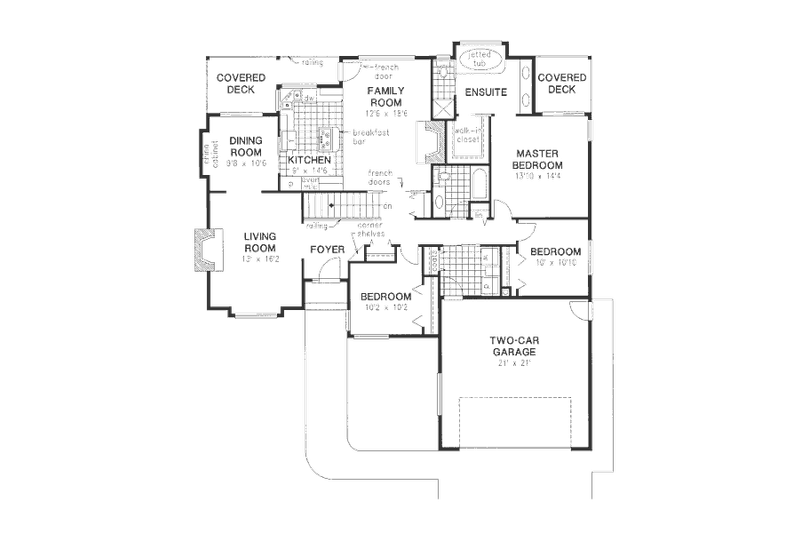 Home Plan - Floor Plan - Main Floor for Traditional House Plan #18-9018 - 3 bed, 2 bath