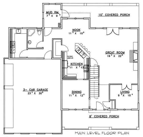 Architectural House Design - Bungalow Floor Plan - Main Floor Plan #117-540
