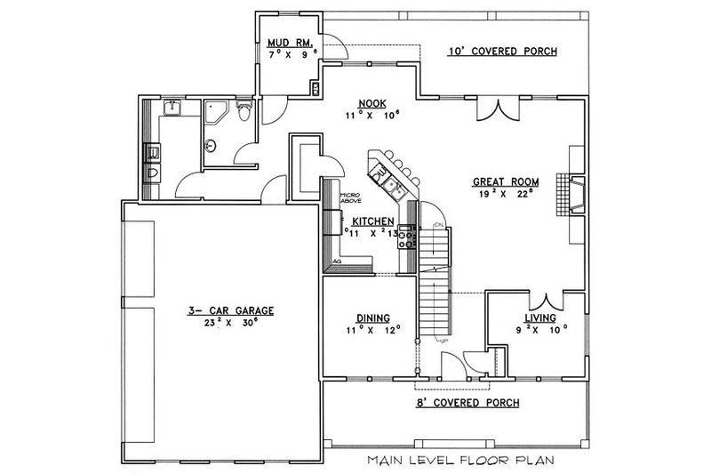 Architectural House Design - Floor Plan - Main Floor for Bungalow House Plan #117-540 - 3 bed, 3.5 bath