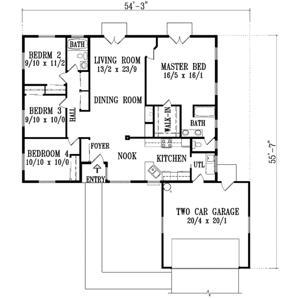 Adobe / Southwestern Floor Plan - Main Floor Plan #1-1307