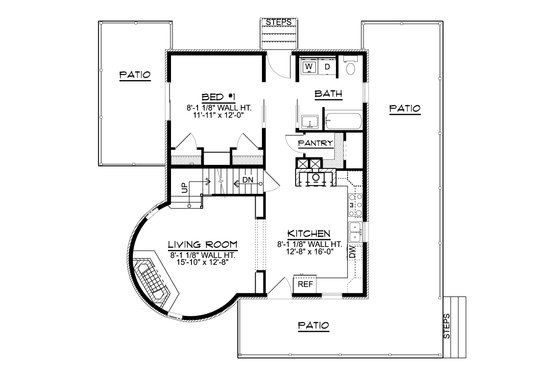 Floor Plan - Main Floor for European House Plan #1064-322 - 1 bed, 1 bath