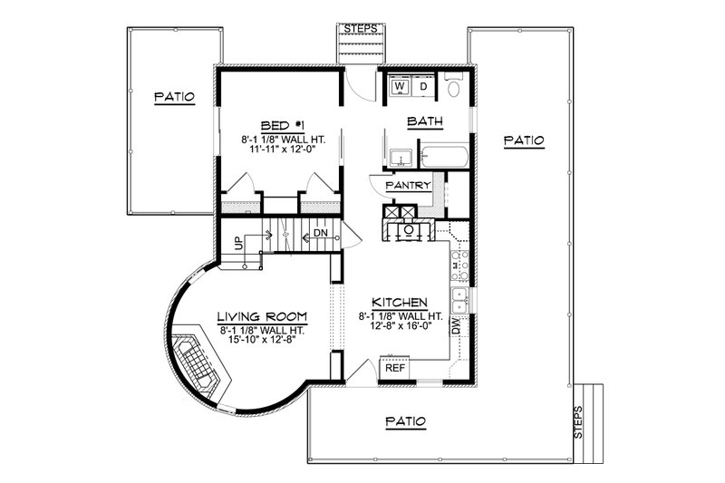 House Design - Floor Plan - Main Floor for European House Plan #1064-322 - 1 bed, 1 bath